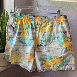 Vintage Men’s Patrick Einhorn Medium Swim Trunks Fish & Flower Design
